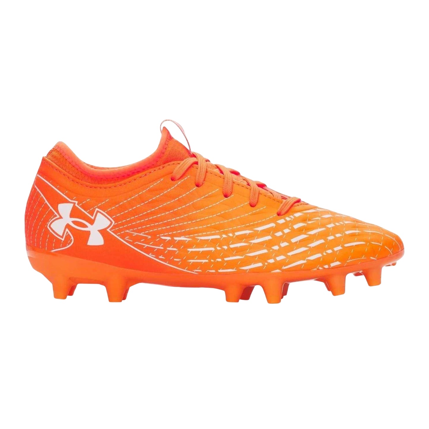 Orange-White - Front - Under Armour Womens-Ladies Synthetic Lace Up Firm Ground Football Boots