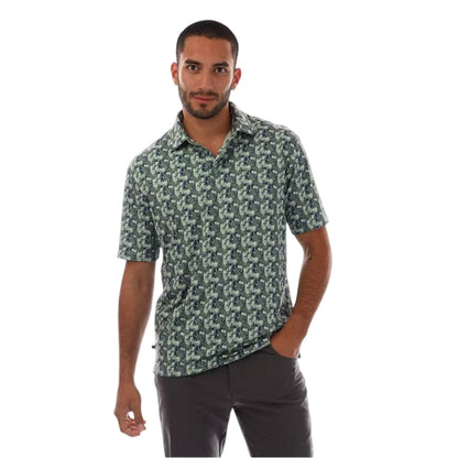 Frosty Green - Side - Farah Mens Trawick Geometric Polo Shirt