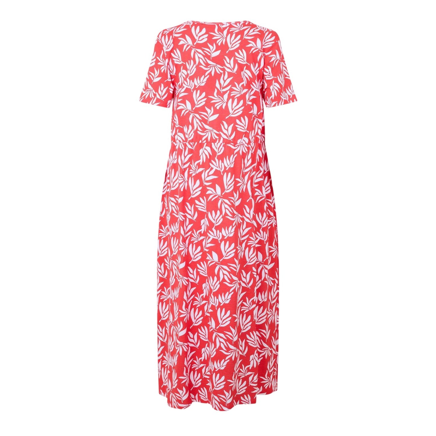 Red-White - Back - Threadbare Womens-Ladies Danni Leaf Print Crew Neck Midi Dress