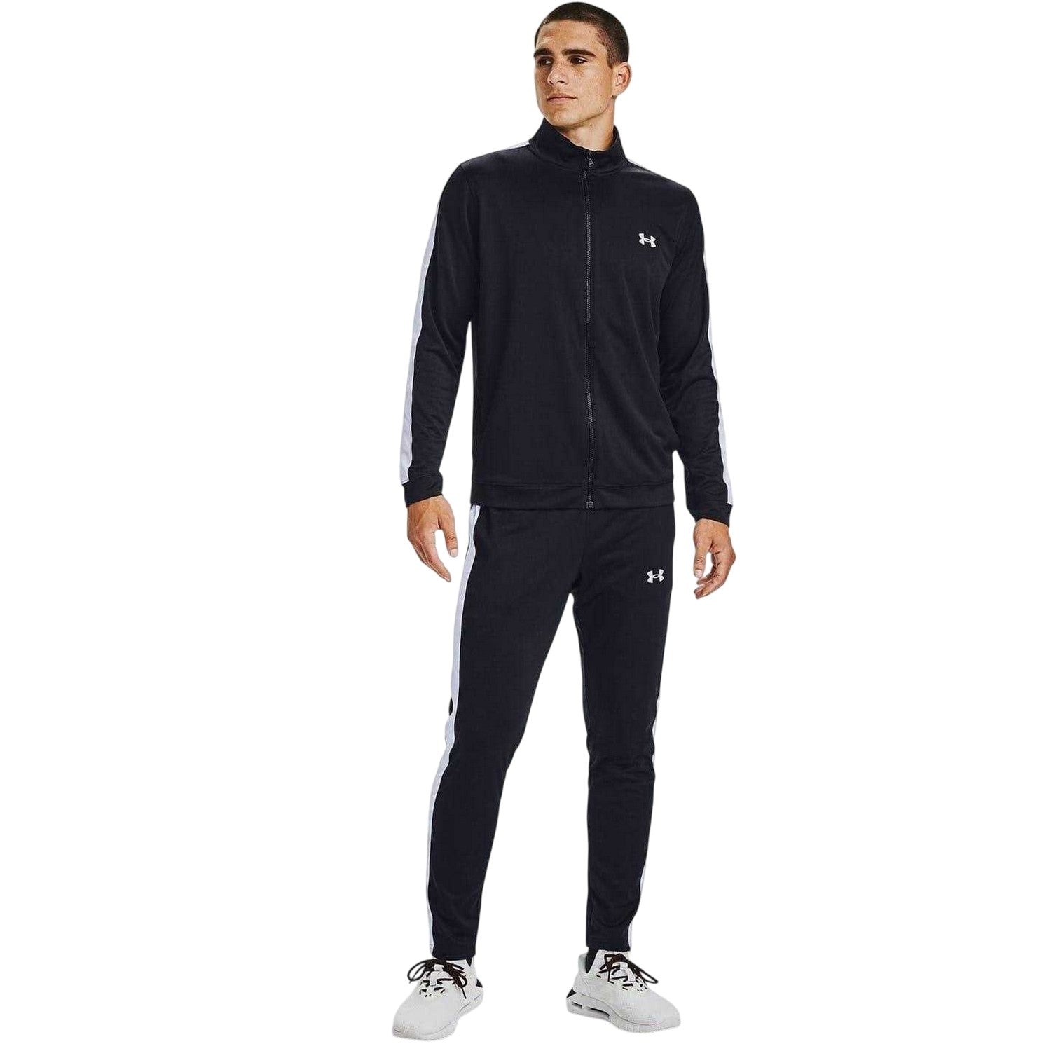 Black-White - Back - Under Armour Mens Rival Knitted Tracksuit Set