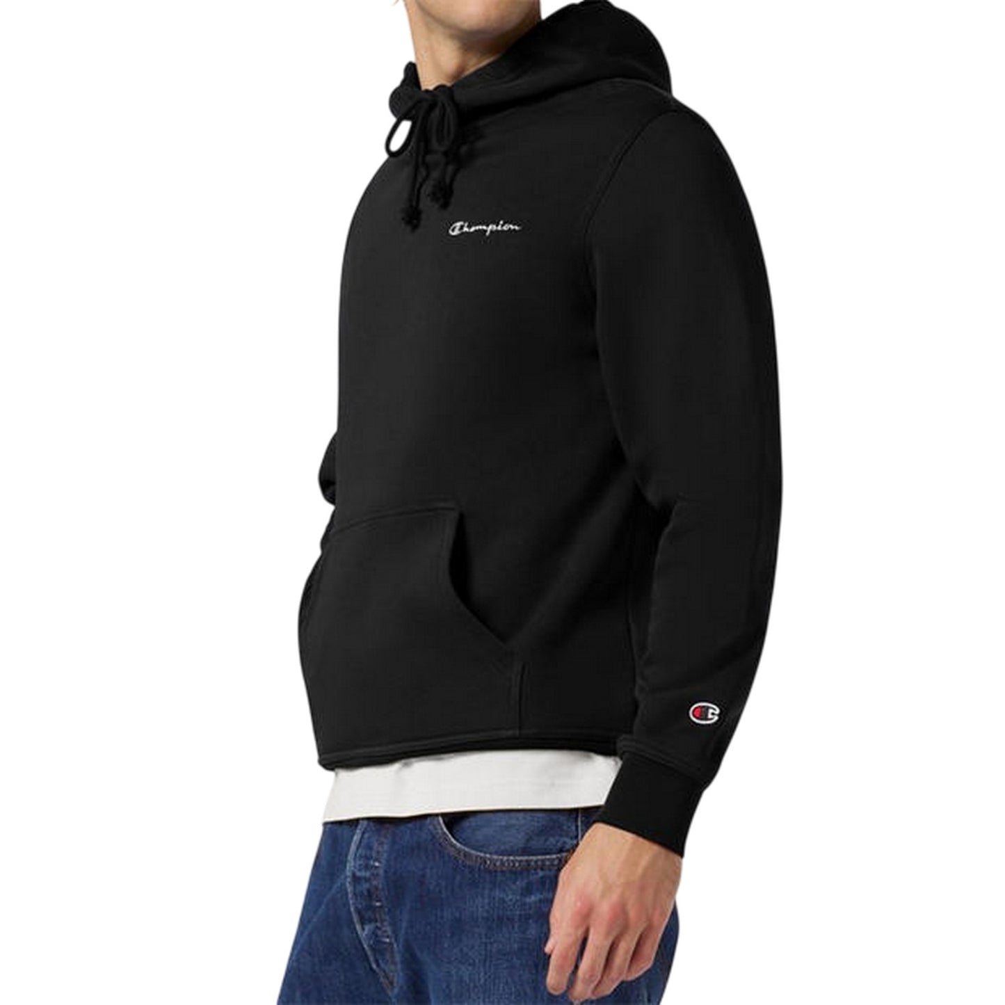Black - Side - Champion Mens Fleece Hoodie