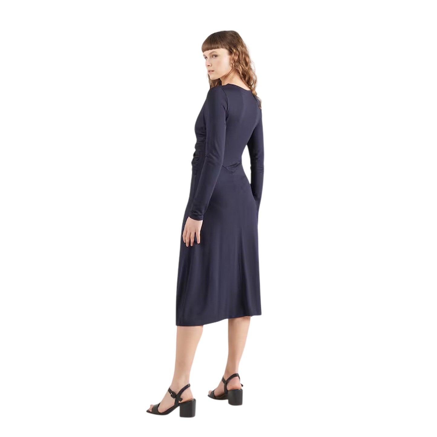 Dark Blue - Back - Boss Womens-Ladies Eulo V Neck Long-Sleeved Wrap Dress
