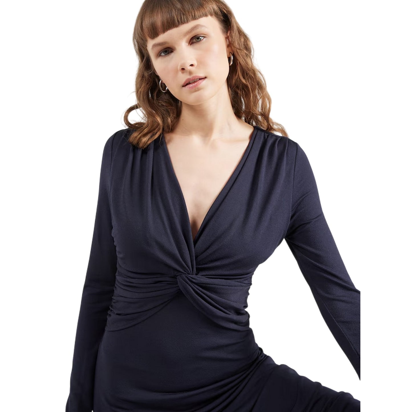 Dark Blue - Side - Boss Womens-Ladies Eulo V Neck Long-Sleeved Wrap Dress