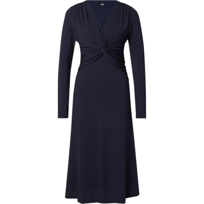 Dark Blue - Front - Boss Womens-Ladies Eulo V Neck Long-Sleeved Wrap Dress