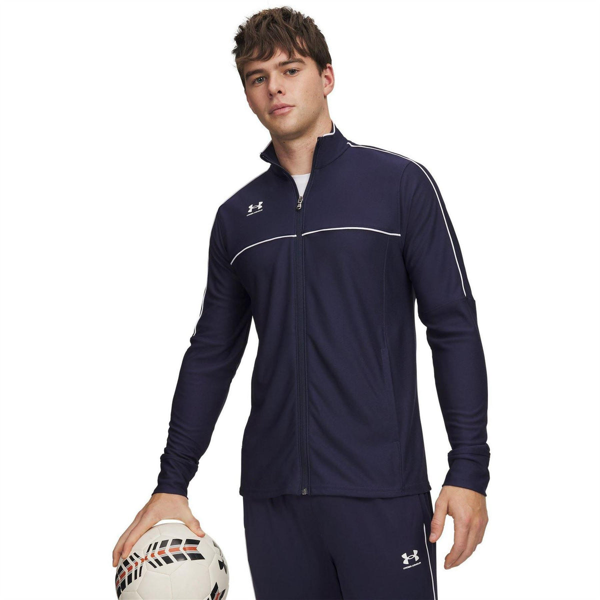 Navy-White - Front - Under Armour Mens Challenger Tracksuit Top