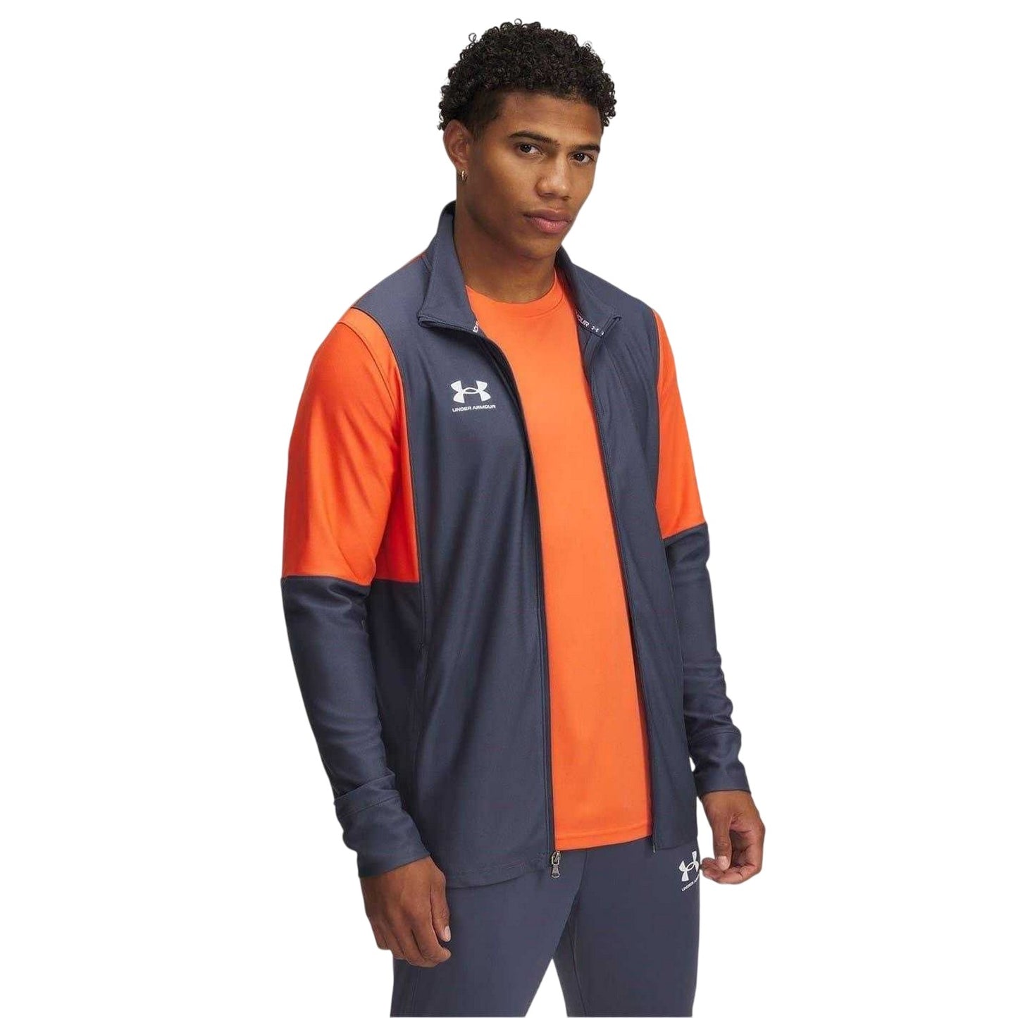 Grey-Orange - Front - Under Armour Mens Challenger Tracksuit Top