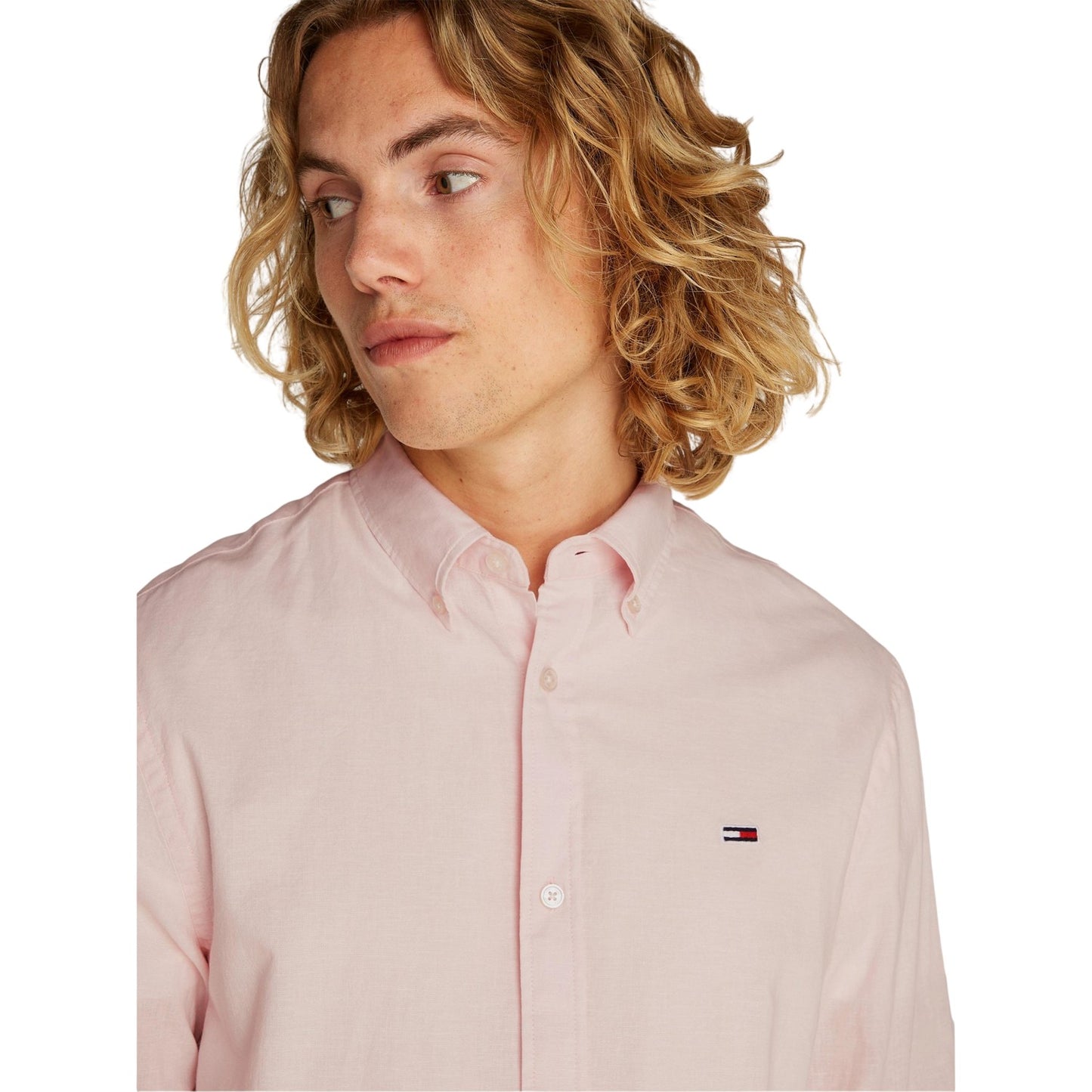 Pink - Side - Tommy Jeans Mens Collared Regular Shirt