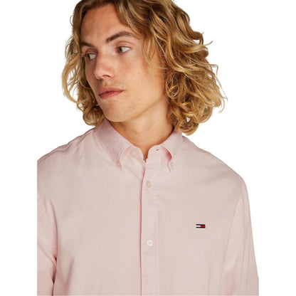 Pink - Side - Tommy Jeans Mens Collared Regular Shirt