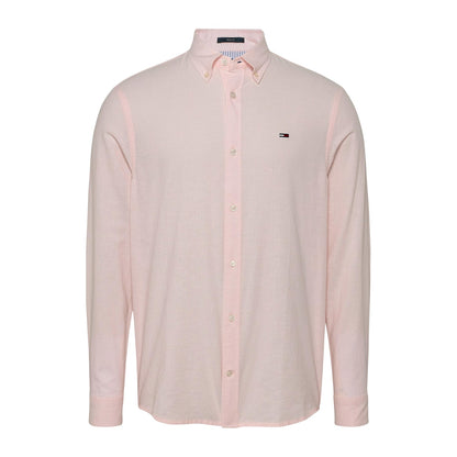 Pink - Front - Tommy Jeans Mens Collared Regular Shirt
