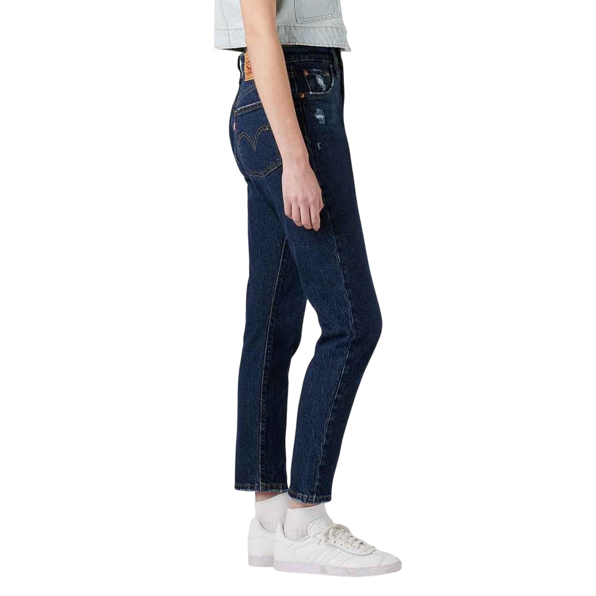 Dark Blue - Side - Levis Womens-Ladies 501 Skinny Jeans