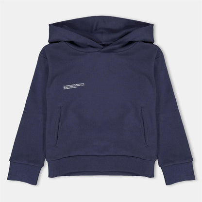 Navy Blue - Front - Pangaia Childrens-Kids 365 Cotton Relaxed Fit Hoodie