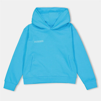 Ocean Blue-Turquoise Blue - Front - Pangaia Childrens-Kids 365 Cotton Relaxed Fit Hoodie
