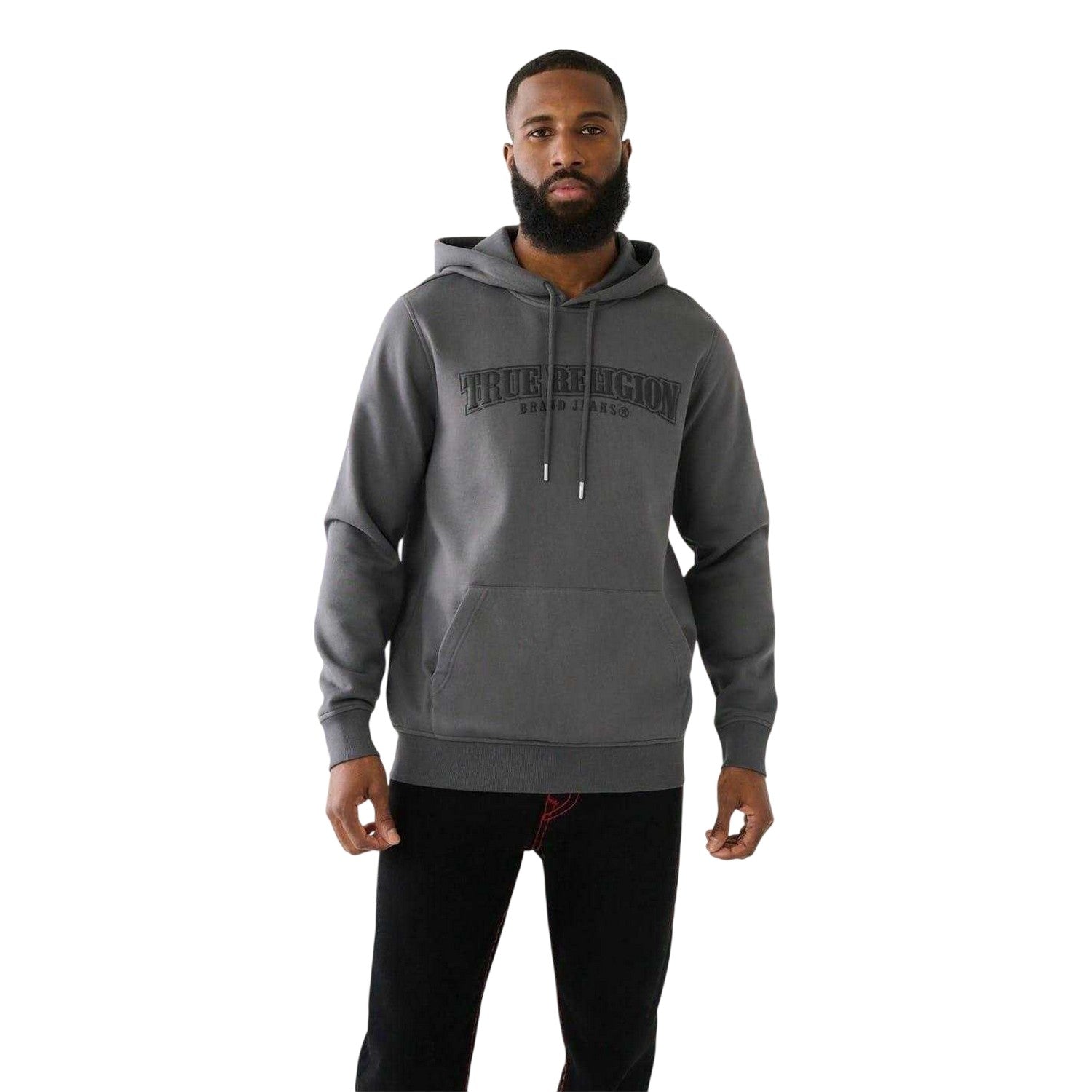 Iron Gate - Front - True Religion Mens Cotton Blend Drawstring Hoodie