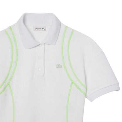 White - Back - Lacoste Womens-Ladies Neon Tape Polo Shirt Dress