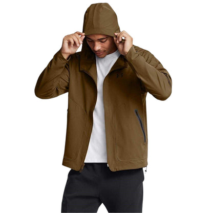 Brown - Side - Under Armour Mens Unstoppable Hooded Tracksuit Top