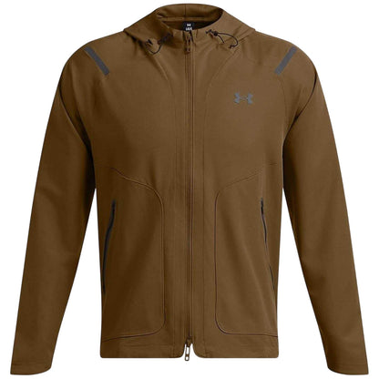 Brown - Front - Under Armour Mens Unstoppable Hooded Tracksuit Top