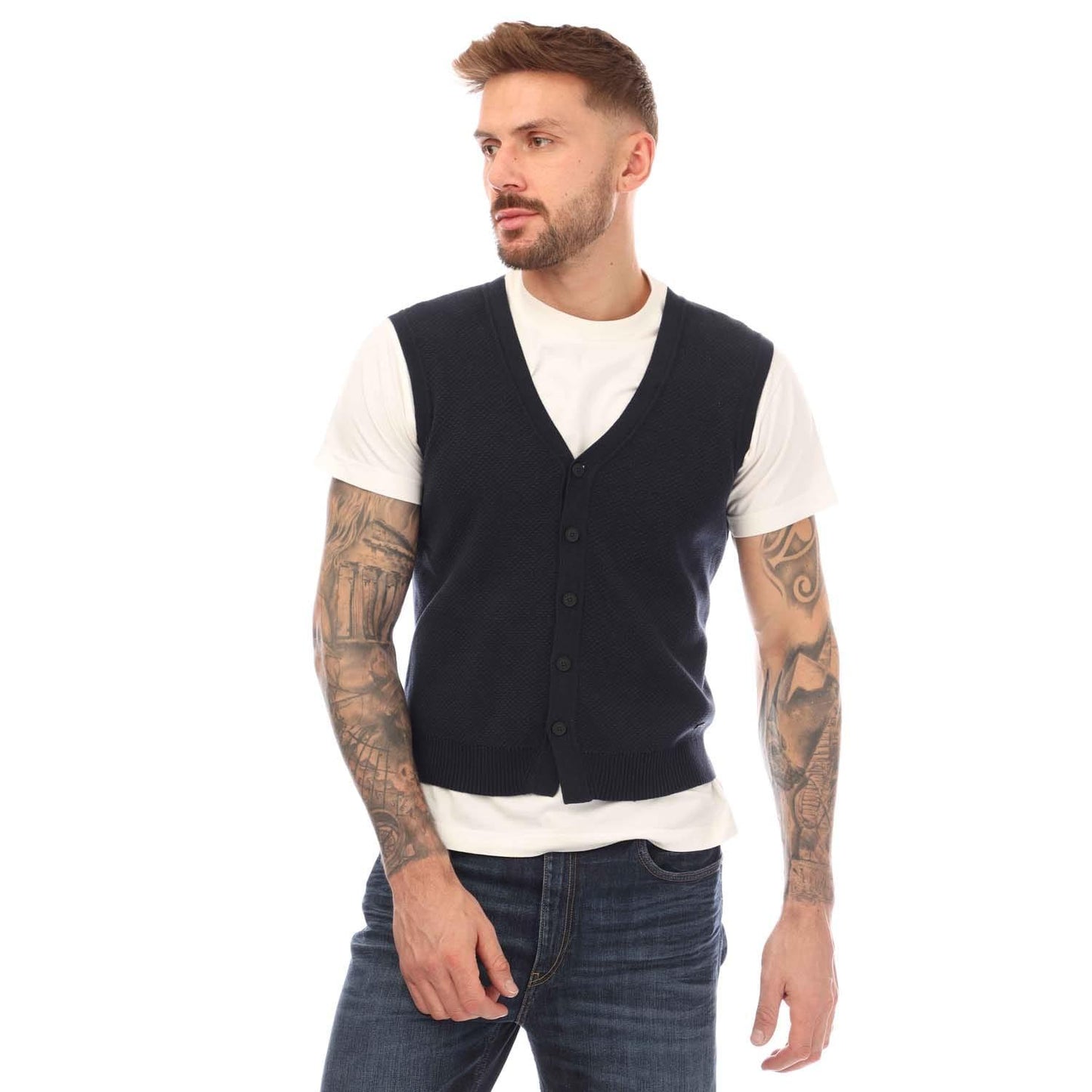 Dark Blue - Front - Boss Mens Kortility Vest Top