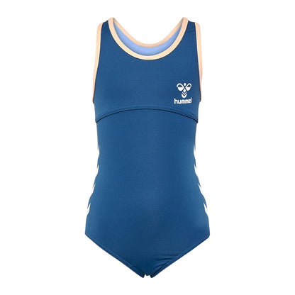 Dark Denim - Front - Hummel Girls Bell Logo One Piece Swimsuit