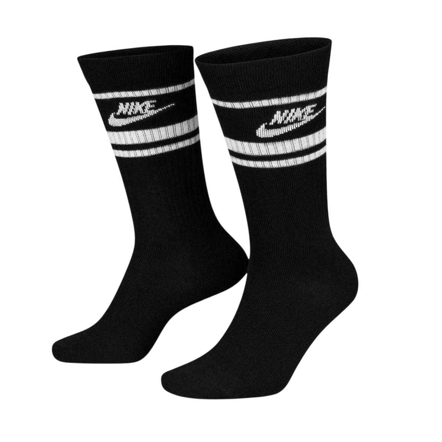 Black-White - Back - Nike Unisex Adult Everyday Essential Dri-FIT Crew Socks (Pack of 3)