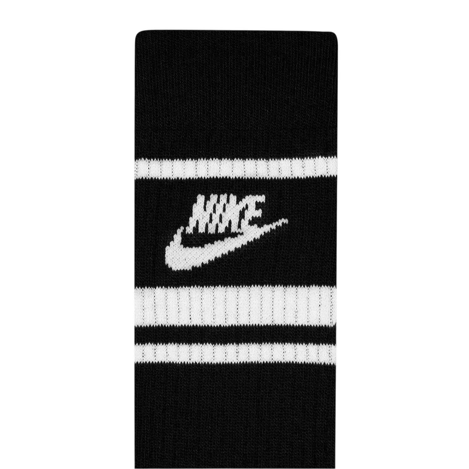 Black-White - Side - Nike Unisex Adult Everyday Essential Dri-FIT Crew Socks (Pack of 3)