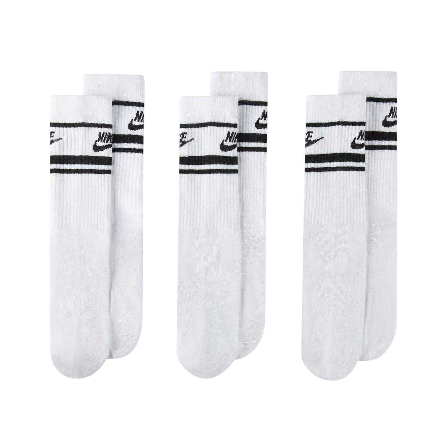 White-Black - Front - Nike Unisex Adult Everyday Essential Dri-FIT Crew Socks (Pack of 3)