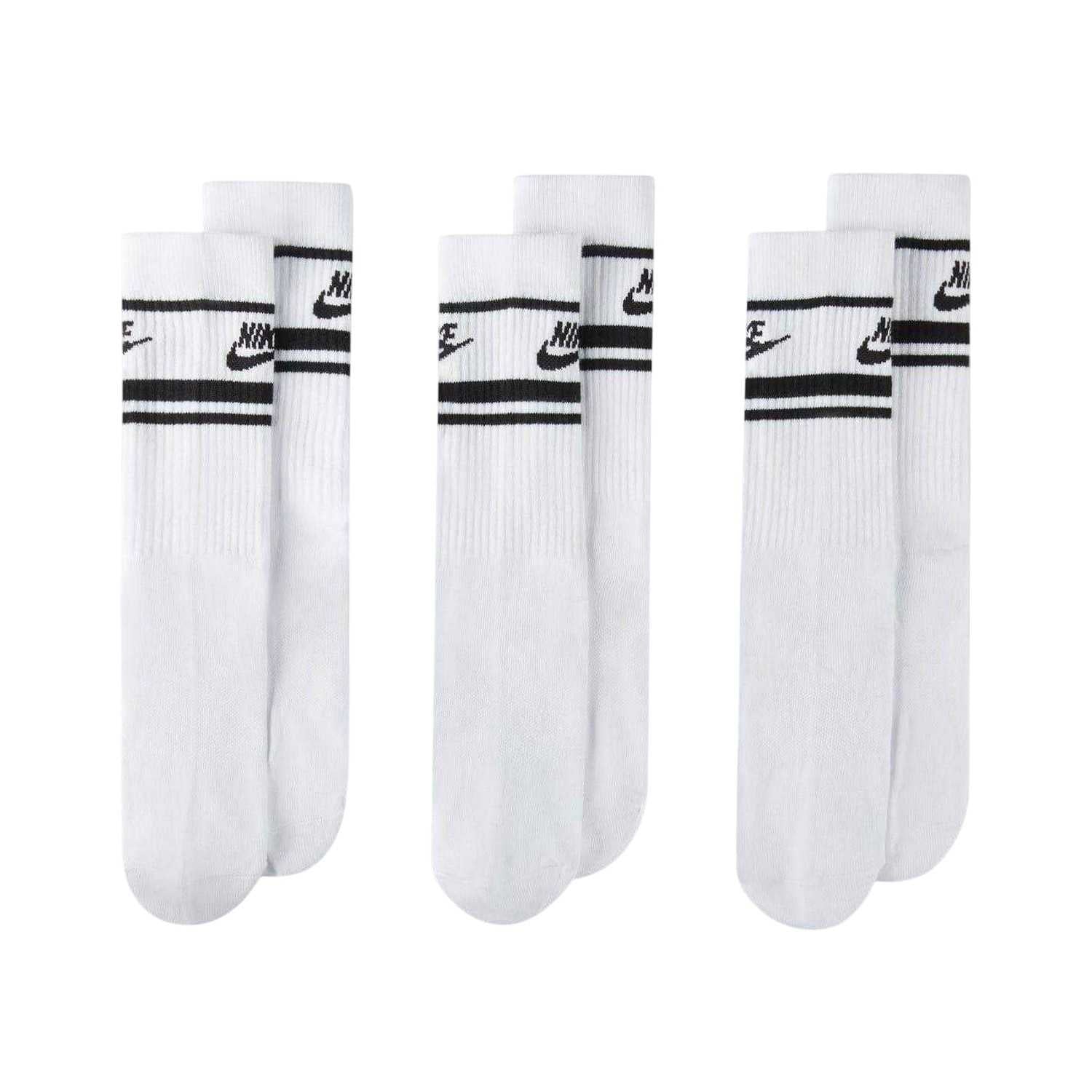 White-Black - Front - Nike Unisex Adult Everyday Essential Dri-FIT Crew Socks (Pack of 3)