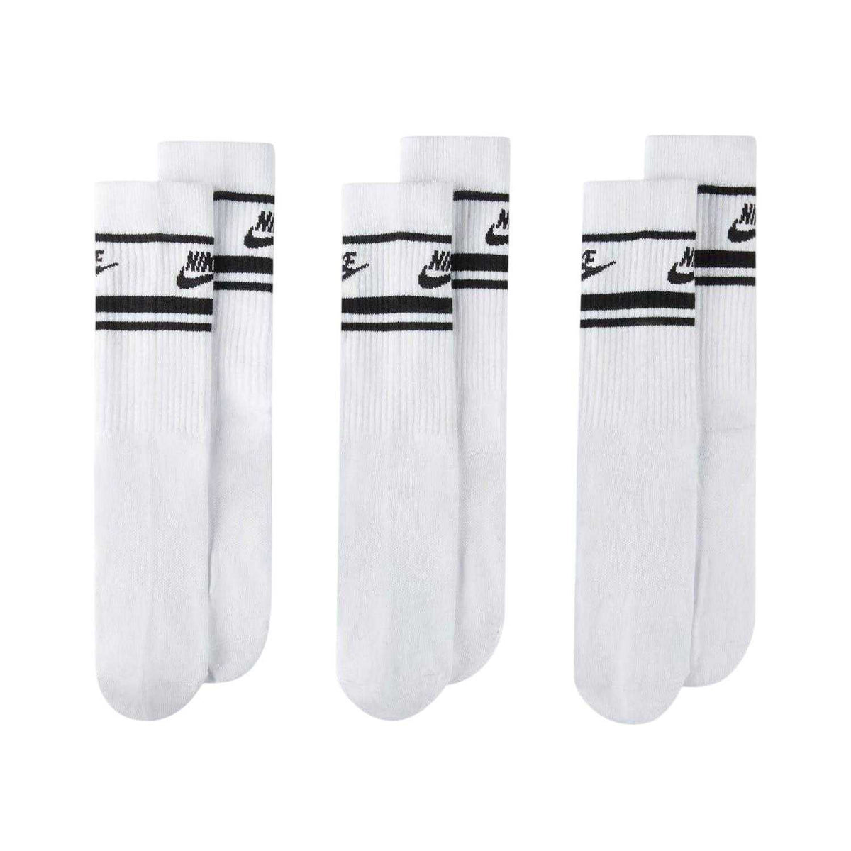 White-Black - Front - Nike Unisex Adult Everyday Essential Dri-FIT Crew Socks (Pack of 3)