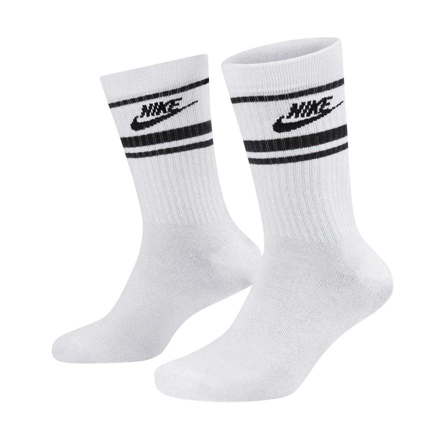 White-Black - Back - Nike Unisex Adult Everyday Essential Dri-FIT Crew Socks (Pack of 3)
