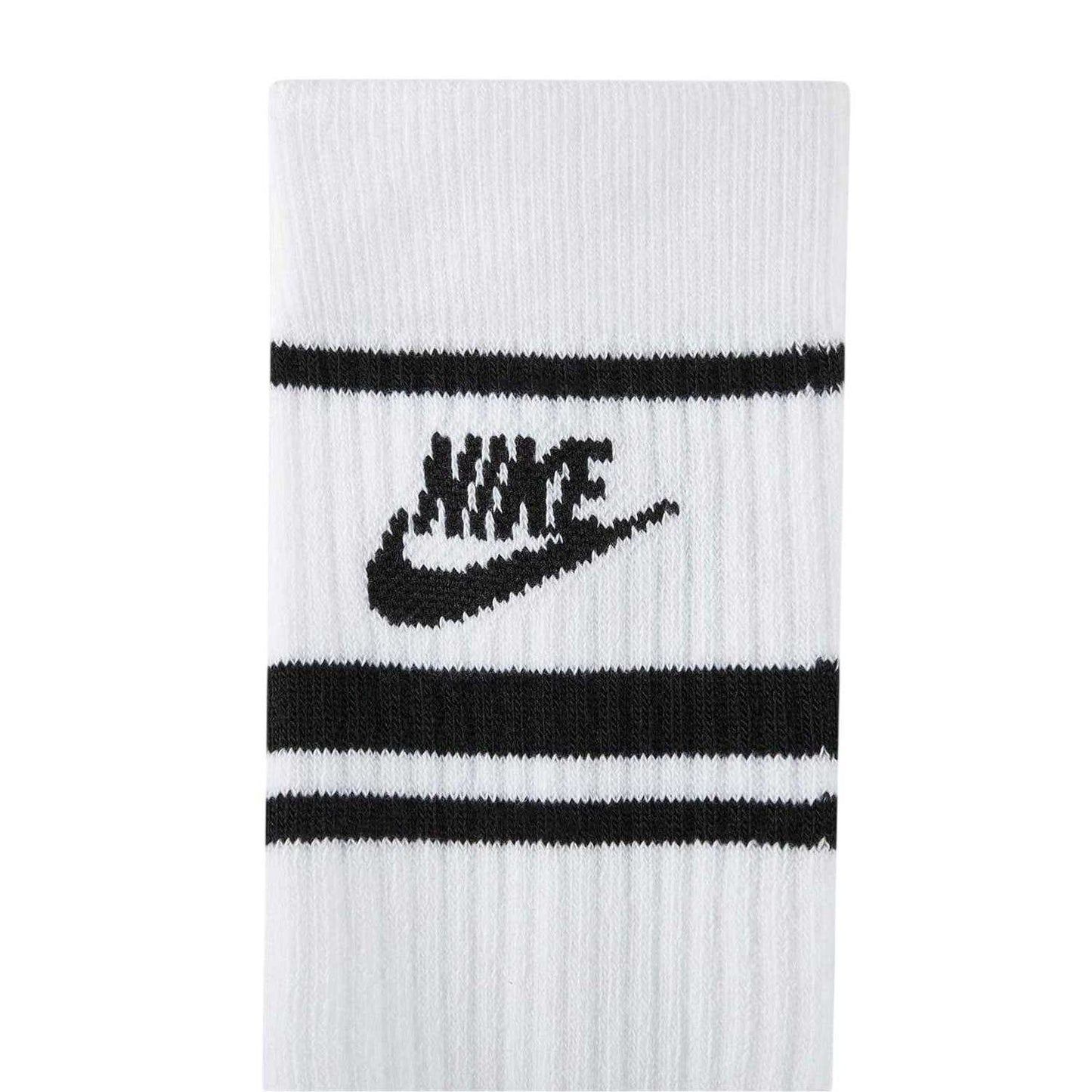 White-Black - Side - Nike Unisex Adult Everyday Essential Dri-FIT Crew Socks (Pack of 3)