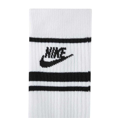 White-Black - Side - Nike Unisex Adult Everyday Essential Dri-FIT Crew Socks (Pack of 3)