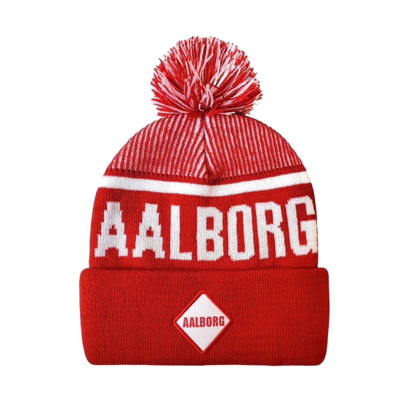 Red-White - Front - Team Unisex Adult Aalborg Knitted Beanie