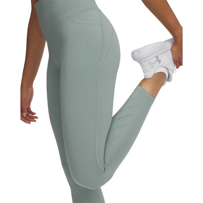 Green - Side - Under Armour Womens-Ladies HeatGear Leggings