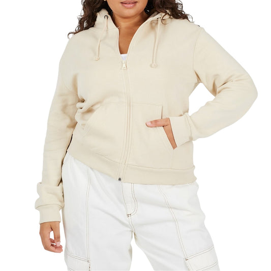 Stone - Front - Brave Soul Womens-Ladies Plus Full Zip Hoodie