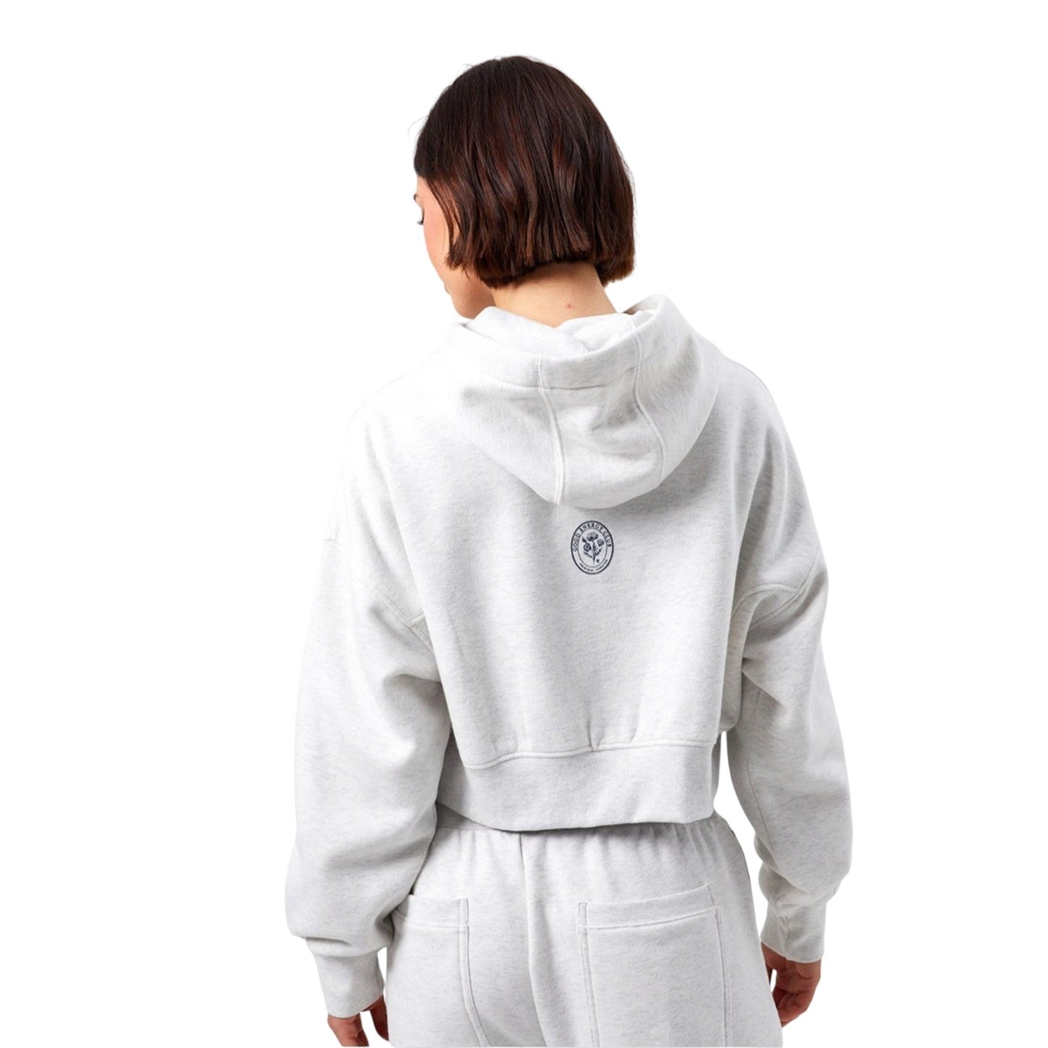 White Marl - Back - Original Creator Womens-Ladies Water Repellent Crop Hoodie