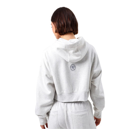 White Marl - Back - Original Creator Womens-Ladies Water Repellent Crop Hoodie