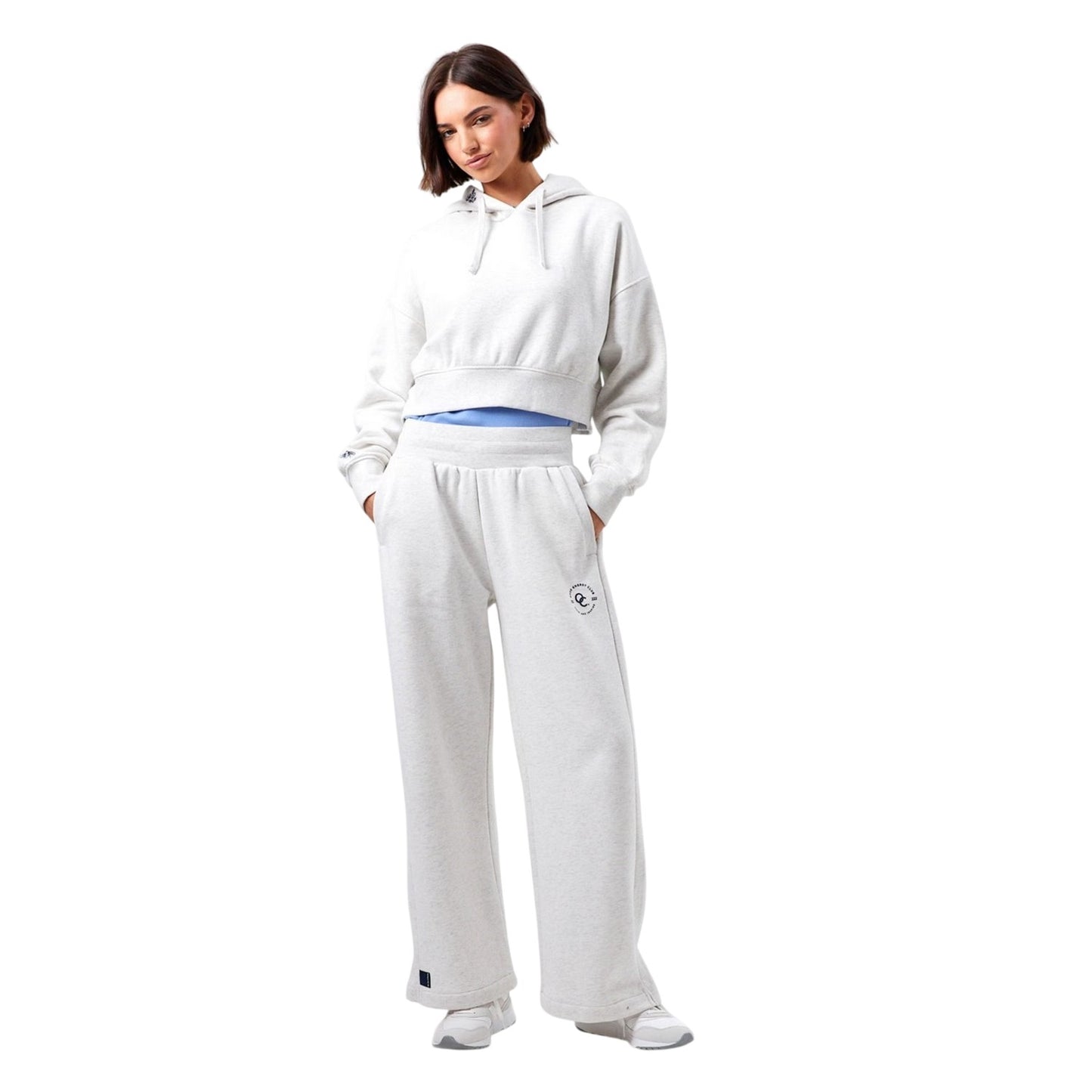 White Marl - Side - Original Creator Womens-Ladies Water Repellent Crop Hoodie