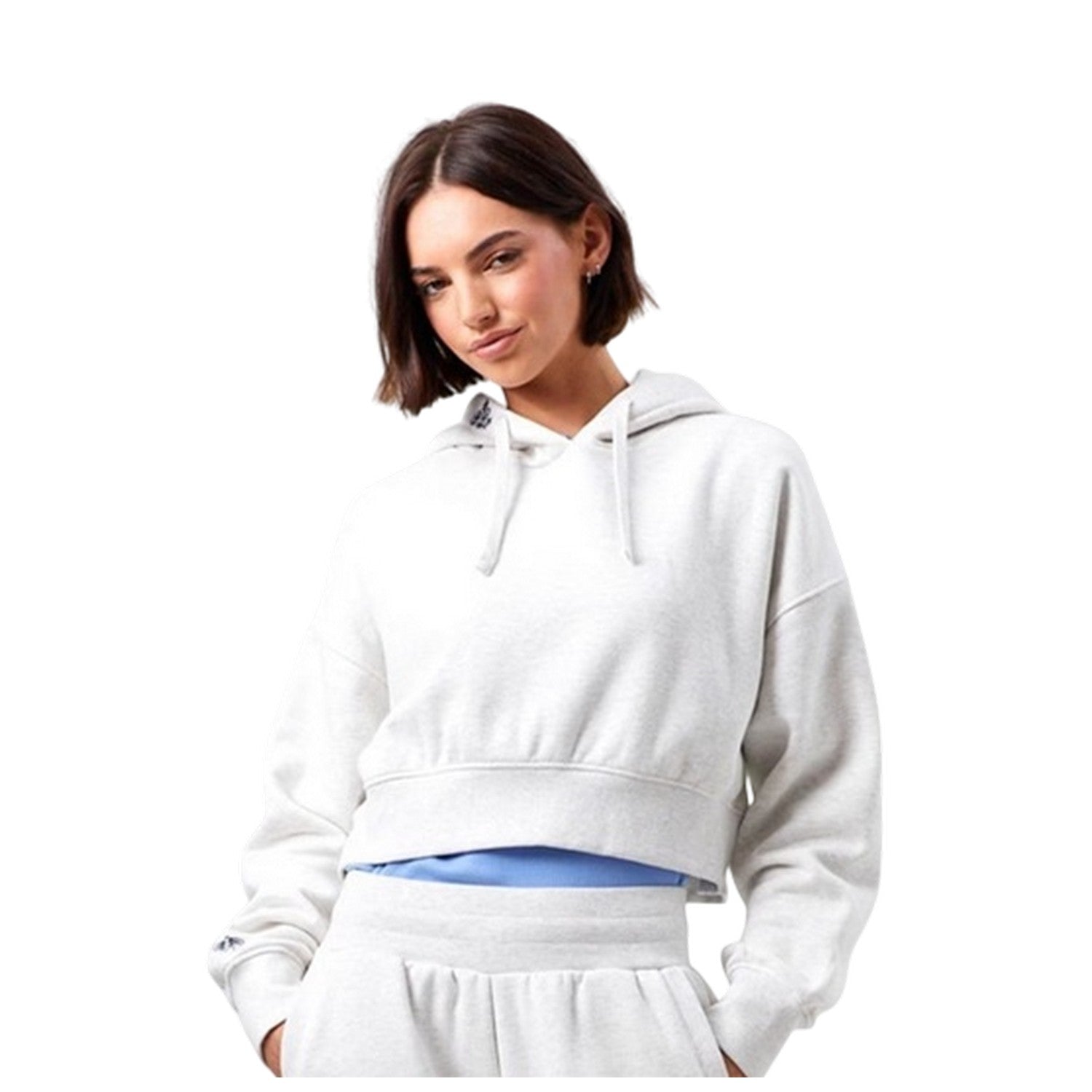 White Marl - Front - Original Creator Womens-Ladies Water Repellent Crop Hoodie
