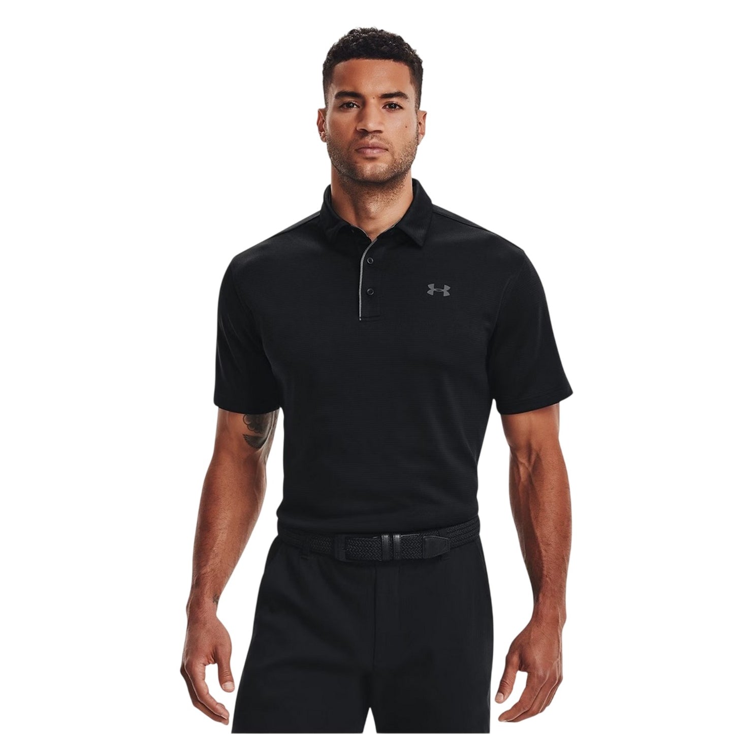 Black - Side - Under Armour Mens Tech Logo Polo Shirt