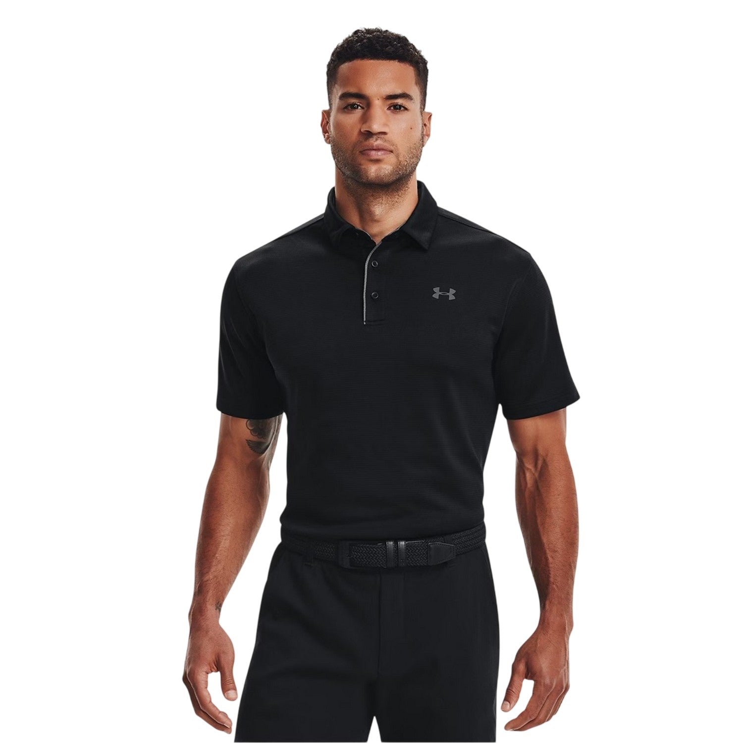 Black - Side - Under Armour Mens Tech Logo Polo Shirt