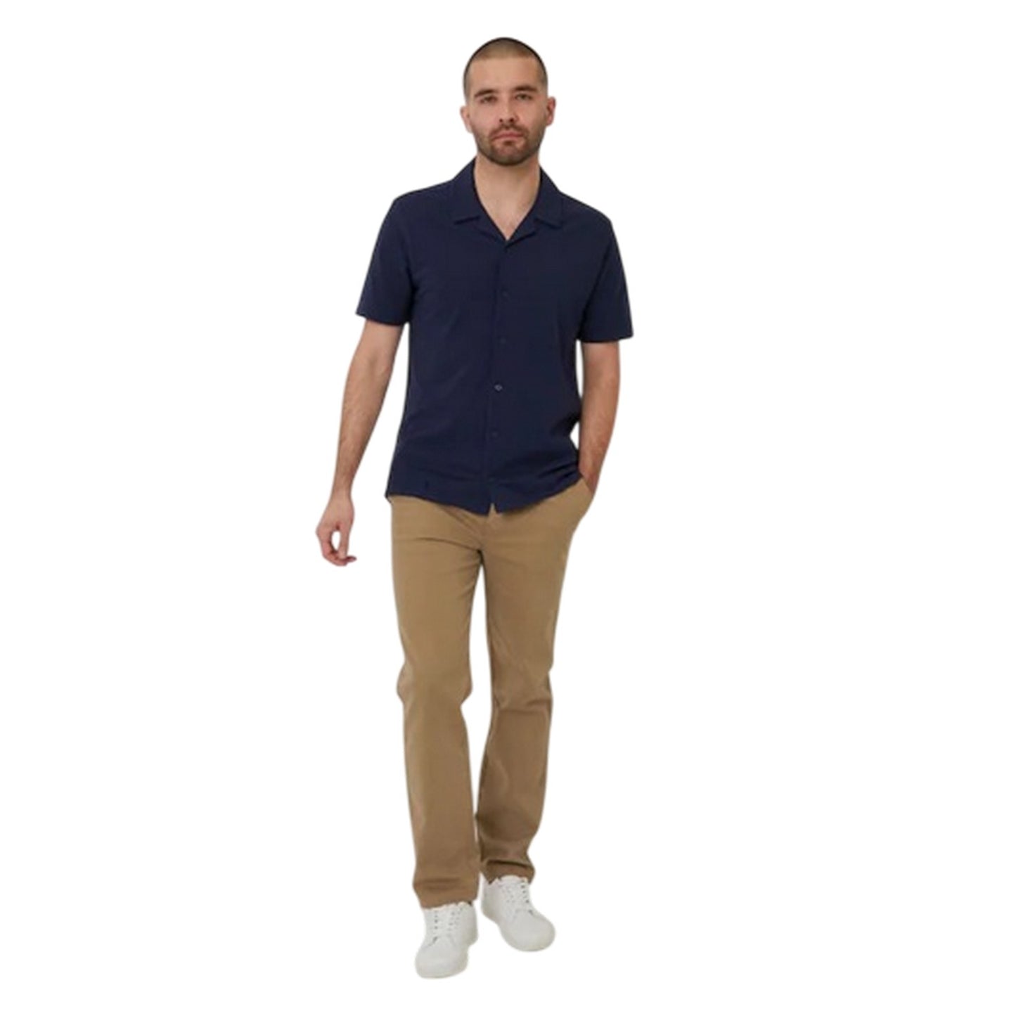 Navy - Side - Threadbare Mens Kaylian Regular Short-Sleeved Shirt
