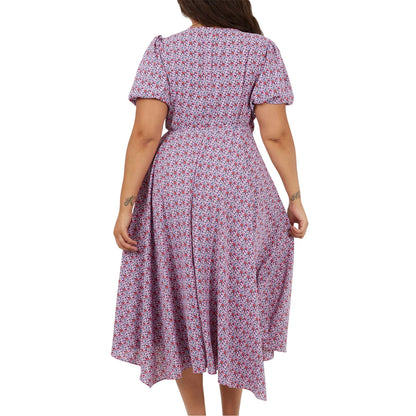 Pink - Back - Brave Soul Womens-Ladies Floral V Neck Curved Short-Sleeved Wrap Dress