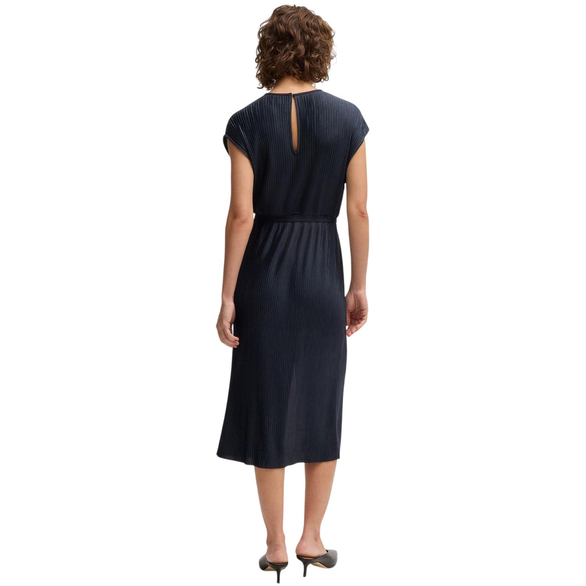 Dark Blue - Back - Boss Womens-Ladies Emaura Crew Neck Short-Sleeved Midi Dress