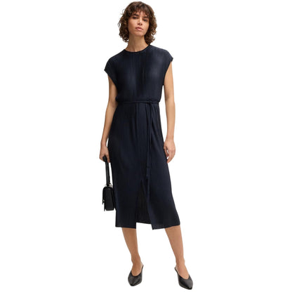 Dark Blue - Side - Boss Womens-Ladies Emaura Crew Neck Short-Sleeved Midi Dress