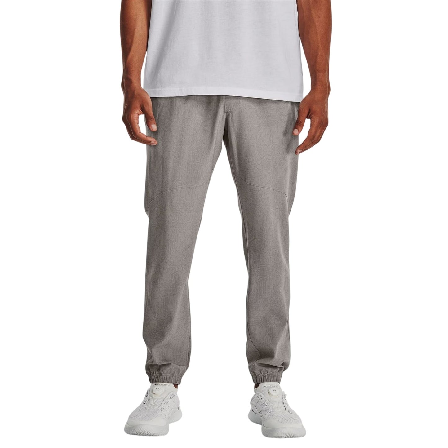 Grey - Side - Under Armour Mens Woven Stretch Regular Jogging Bottoms