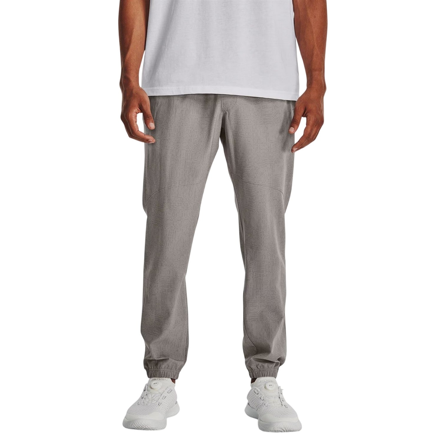 Grey - Side - Under Armour Mens Woven Stretch Regular Jogging Bottoms