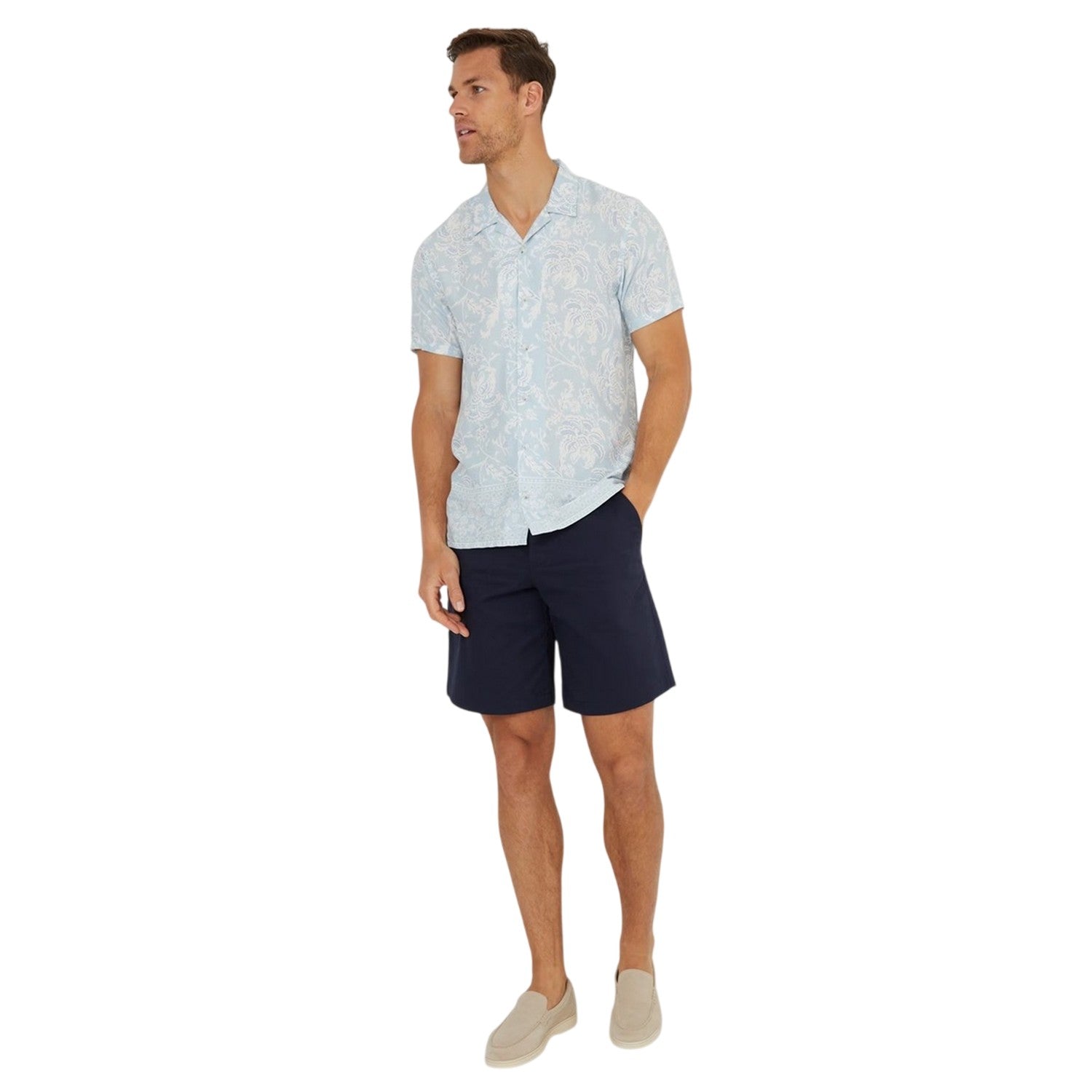Sky - Side - Threadbare Mens Floral Regular Short-Sleeved Shirt