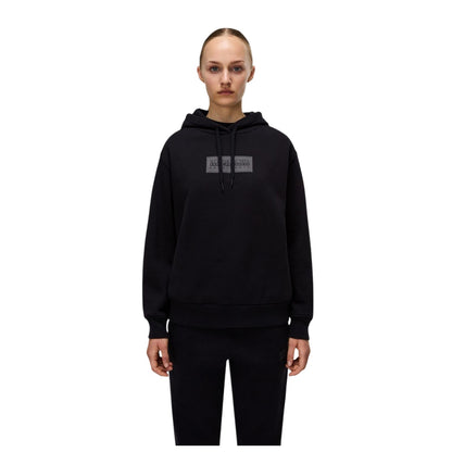 Black - Side - Napapijri Womens-Ladies Box Logo Cotton Blend Hoodie