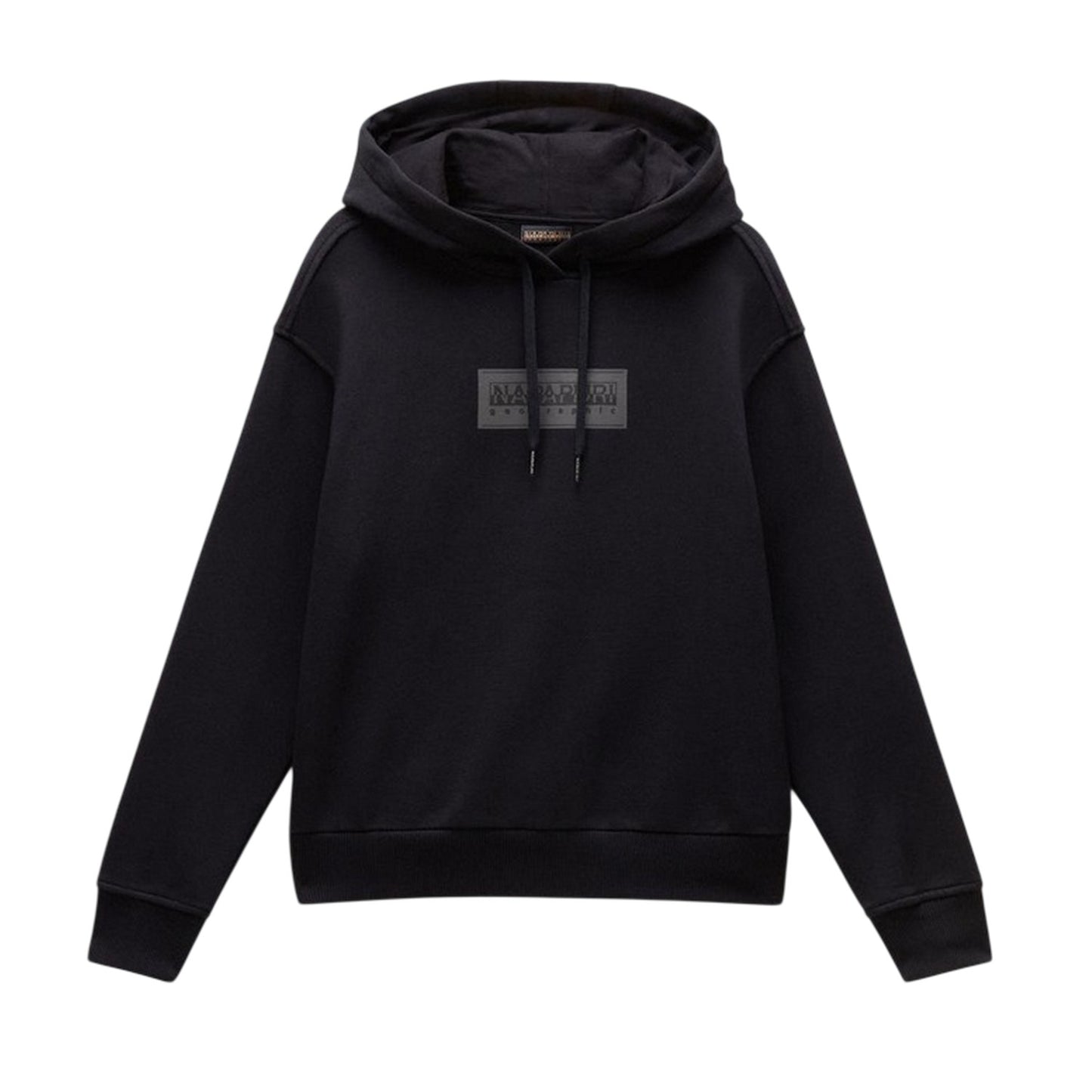 Black - Front - Napapijri Womens-Ladies Box Logo Cotton Blend Hoodie