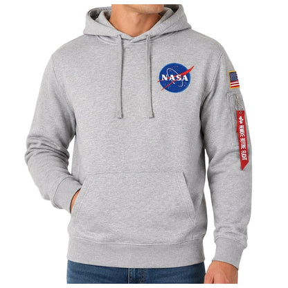 Grey Heather - Side - NASA Mens Space Shuttle Cotton Blend Hoodie