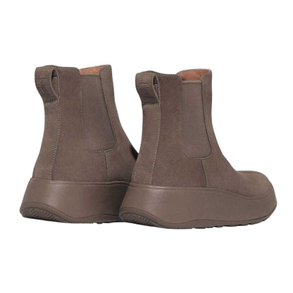 Grey - Back - Fit Flop Womens-Ladies F-Mode Suede Flatform Chelsea Boots